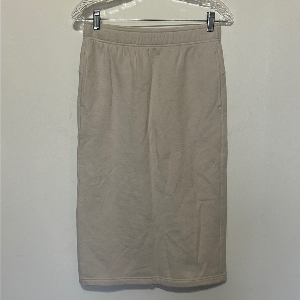 Zella cloud fleece midi skirt size small tan